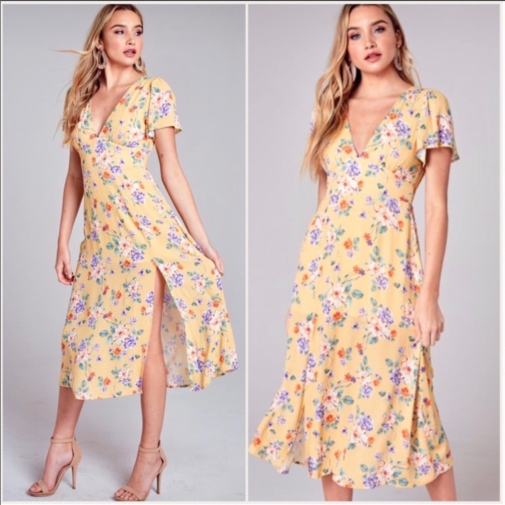LAST 1️⃣ 🌻YELLOW/MUSTARD FLORAL MIDI DRESS🌻 - Picture 4 of 7